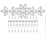 KristLand Braut Haar Kämme mit funkelnden Zirkonia Stein für Frauen Damen Art Deco Barock Kopfstück Blume Haar Zubehör Brautjungfer Party Hochzeit Luxus Vision Geschenk Box