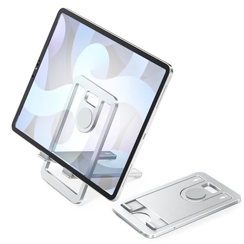 Itramax Soporte Tablet Portátil,Soporte de Aluminio y Plegable para Tablet,Stand Ajustable para iPhone 17 16 15 Pro MAX,iPad Mini Air,Kindle,Sumsung Galaxy Tab,Nintendo Switch,Steam Deck,Kindle Fire