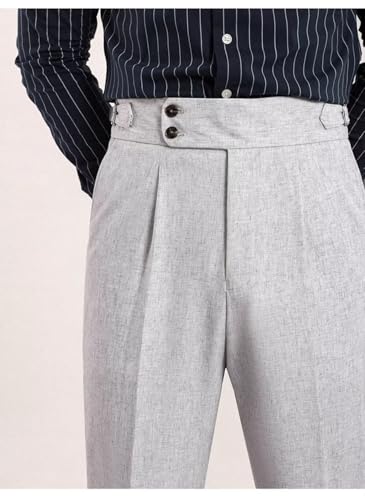 Men's Casual Linen Pants Beach Summer Classic Gurkha Pants Lightweight Linen Trousers4