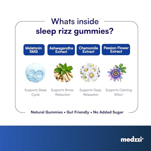 Image of Sleep Gummies with Melatonin, Ashwagandha & Chamomile | Promotes Deep Sleep, Reduces Stress & Calms Mind | Strawberry Flavour | 24 Veg Gummies