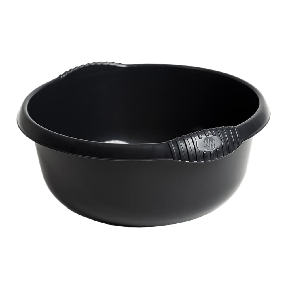 Midnight Black 32 Cm High Grade Plastic Large Washing Up Bowl 7 Litre Kitchen Basin Sink Tidy Organizer, Multipurpose Basin Bowl Mixing Bowl Great For Home And Kitchen (Midnight Black/Dark Grey)