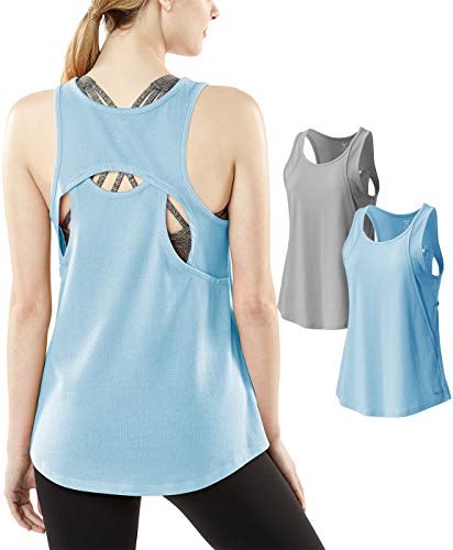 TSLA Women's HyperDri Racerback Workout Relaxed Fit Tank Top Shirt, Dyna Cotton 2pack(fts33)
