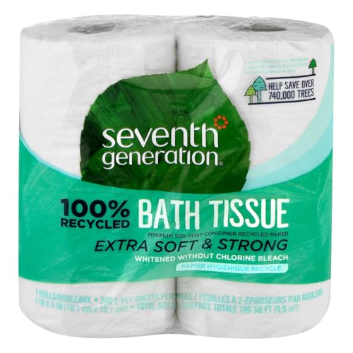 Image of Seventh Generation, 100% Recycled Bath Tissue Extra Soft Strong 2-Ply Whitened Without Chlorine Bleach, 240 Count