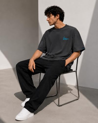 Image of Oversized T-Shirt for Men and Women, Black, White, and Charcoal Grey Colour, Cotton, Drop Shoulder Baggy Fit