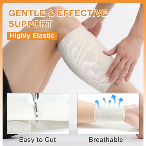 carbou elasticated tubular support bandage 3534 x 11 yd size e soft stockinette tubing for legs arms knees thighs reusable compression support bandage roll for joint tissue