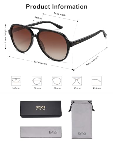 Image of SOJOS Classic Polarized Aviator Sunglasses for Women Men, Retro Trendy Aviators Shades SJ2201