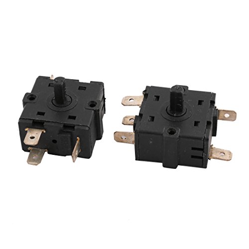 Aexit 2Pcs AC Control electrical 250V 15A 5 Terminals 3 Gears Rotary Switch Electric Heater Selector Replacement Black