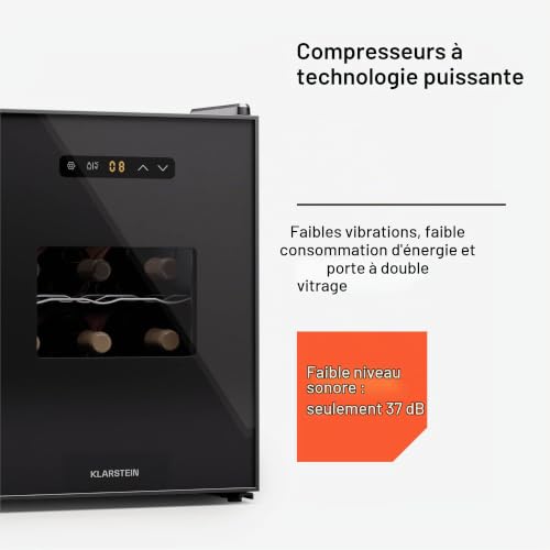 Cave à vin 1 zone Klarstein Petit réfrigérateur à boissons 31 Porte vitrée 12 bouteilles - vue 6
