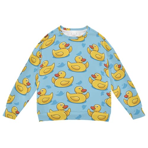 JUNZAN Cute Cartoon Rubber Ducks on Blue Kids Boys Pullover Hoodie Fleece Hoodies for Girls Party 4T