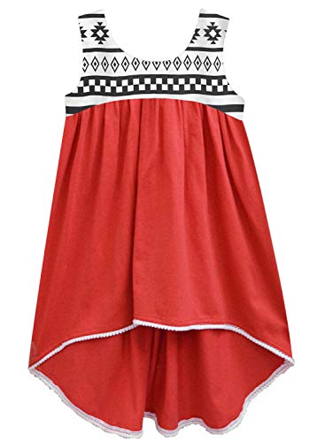 Image of A.T.U.N. (ALL THINGS UBER NICE) Girls Cotton High-Low Mini Dress | Printed Sleeveless Party Dress for Girls