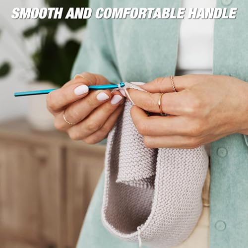 Image of Gemsy Knitting Crochet Hook Needle Set | Hard-Anodized Aluminum Hook for Embroidery | Ultimate Sewing, Craft, Sweater, Woolen Cloth, Yarn, Thread | Needles Kit for Knitting (12 pcs Crochet)