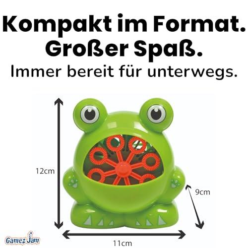 Gamez Jam Frog Seifenblasenmaschine für Kinder Kleinkinder Babys Haustiere Batterie betriebenes Bubble Gerät mit Lösung Indoor Outdoor Party Geschenk