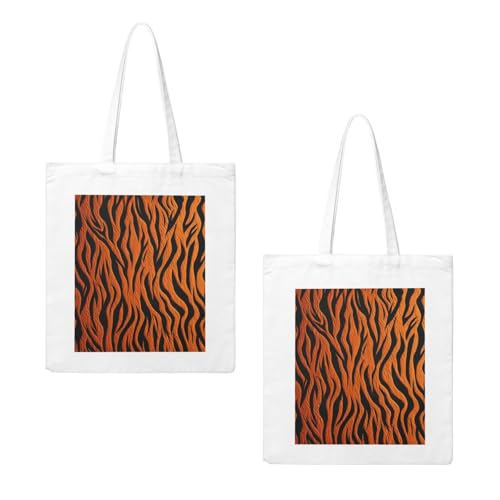 Tiger Stripes Orange Large Canvas Tote Bag Cute Travel Shoulder Bag Reusable Washable Shopping Grocery Bags For Women Men2