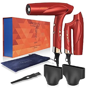 AMAZON - Hair Dryer,Quvas Positive Negative Ionic Blow Dryer with 110,000 RPM Brushless Motor for Fast Drying,12 Heat and Wind Speed Combinations,with Magnetic Nozzle,Foldable,68dB,for Home, Travel,Salon