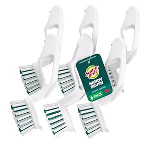 Scotch-Brite Handy Brush, Small and Durable Dish Brush with Handle for Scrubbing Hard-to-Reach Cookware, Tubs, Sinks, Car Tires, and More without Scratching, Antimicrobial, and Rinses Clean