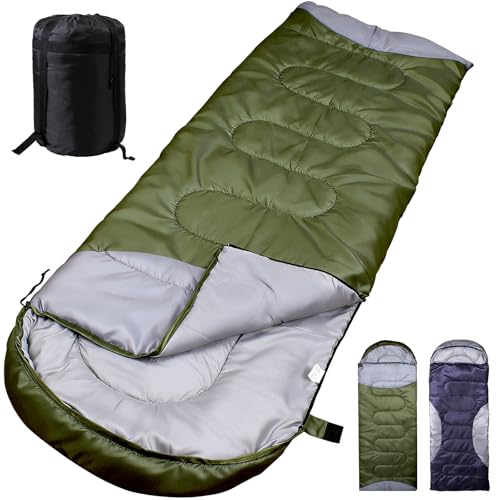 INVOKER Sleeping Bags for Adults Kids, Ultralight Backpacking Sleeping Bag Cold Weather & Warm Extra Wide for Big & Tall Person 3-4 Season 1.3KG Lightweight, Adult Blanket for Camping, Travel, Hiking