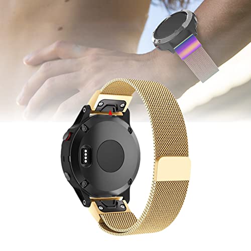 UBSS for Fenix 7X Band - 26mm Quick Release Easy Fit Mesh Stainless Steel Metal Wristband Strap, Compatible with Garmin Fenix 7X Smartwatch (D-Gold) Cover