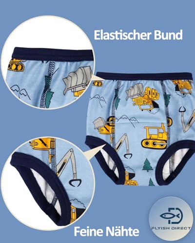 Flyish Packung mit 6 Baby Trainingshosen Töpfchen Unterwäsche Kleinkinder Windelhosen Toilettentraining Unterwäsche Entzückende Tiermuster Trainingshose Jungen 3 Jahre