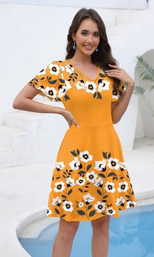 Image of COSSEN Women's Casual Short Sleeve Dress with Pockets