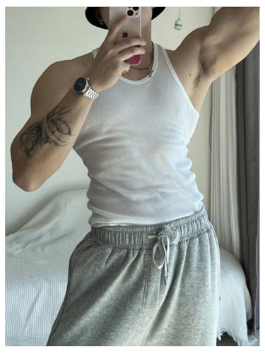 OYOANGLE Men's Tank Top Basic Solid Sleeveless Athletic Shirts Workout Gym Muscle Top4