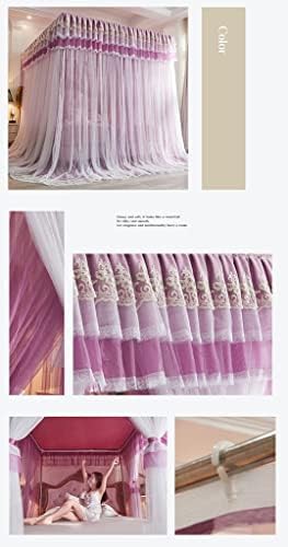 Fabric Bed Drapes Mesh Protection Canopy Shielding Netting,Bed Tents,Bed Canopy Princess Style Lace Tent, Floor-to-Ceiling Mosquito Net/Bed Curtain with Stainless Steel Bracket, Easy to Inst