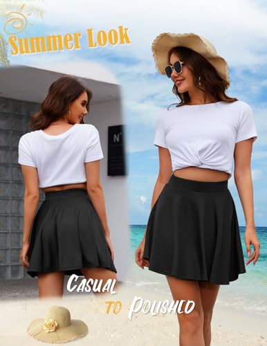 Dresstells TLT80004 BLACK M Womens Black Homecoming Skirt For Women High Waisted Mini Tennis Fall Skirts A-Line Flared Casual Skater Pleated Skirt Black M thumb #7