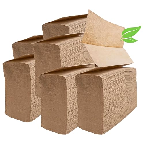Brown Organic Unbleached Z-Fold Paper Towels 1250ct | 100% Post-Consumer Waste Sustainable Multifold Towels in Bulk | Recycled Paper Towels for Practical Use