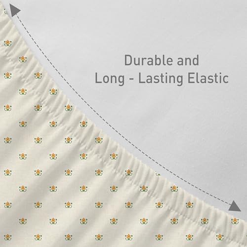 Image of MYTRIDENT Soft Comfort Bedsheet for Double Bed King Size | 182 cm x 198 cm + 30 cm | 200 TC, Sateen Weave, 100% Cotton, Elastic fittedsheet with 2 Pillow Covers and Breathable - Art Age