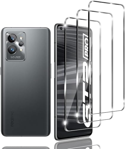 Jinyunlai Protector Pantalla para Realme GT 2 PRO 5G, [3 Piezas] Antirayaduras, HD Transparente, Sin Burbujas, 9H Dureza Protector de Pantalla de Vidrio Templado para Realme GT 2 PRO 5G