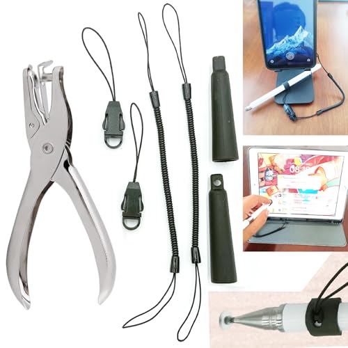 Ttablet Pen Holder Pen Loss Prevention Lanyard Set 2 Silicone Pen Sleeves for DIY with 2 8 Inch Stretchable Necklace Lanyards 2 Quick Clasps -Free 1 Hole Opener -Pendant Stylus Holder for Cell Phone