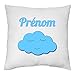 YONACREA - Coussin 40x40cm - Nuage Bleu - Personnalisable avec Le prénom de Votre Choix (sans Garnissage)