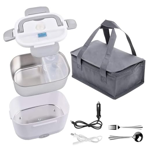 Electric Lunch Box, 3 in 1 Food Heater Portable Microwave Electric Lunch Boxes with Insulation Bag for Car Truck Office 12V 24V & 110V, 1.5L Stainless Steel Food Warmer and Heater Container (Grey)