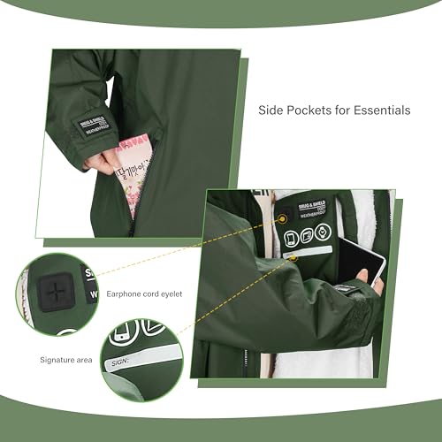 Image of Catalonia Waterproof Kids Swim Parka with Hood, Sherpa Lined Swim Coat with Inner Pocket & Write-On Name Tag