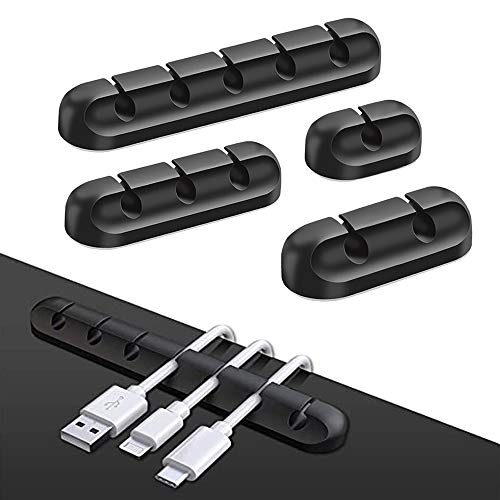 Organizador de Cables, 5 Piezas Autoadhesivo Clips de Cable, Organizadores de Cable Reutilizables, Sistema Gestin de Cables, Gestiona Los Soporte de Cable de Alimentacin de Tv, Pc, Porttil