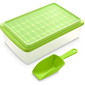 Ice Cube Tray With Lid and Bin, 55 Mini Nuggets Ice Tray for Freezer, Comes with Ice Container, Scoop and Cover, Good…