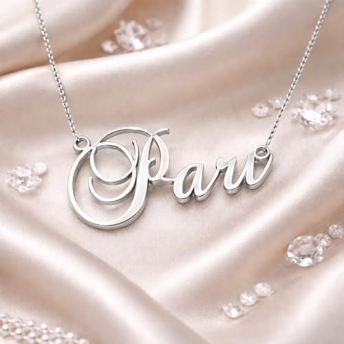 Image of Pari Cursive Gold & Silver Name Pendant Necklace, Best Jewelry Gift for Girls.