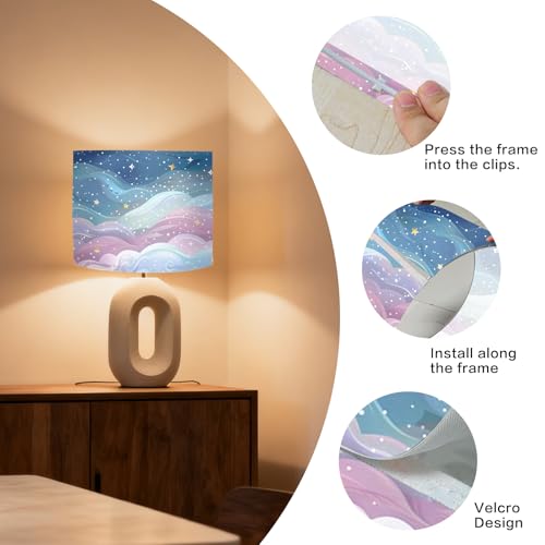 Image of Nuxovilar Lamp Shades Set of 2, 13 inch Top x 13 inch Bottom x 10 inch High (Spider) | Table lamp shades dreamy starry sky design bedroom guest room covers light accessories (Starry)