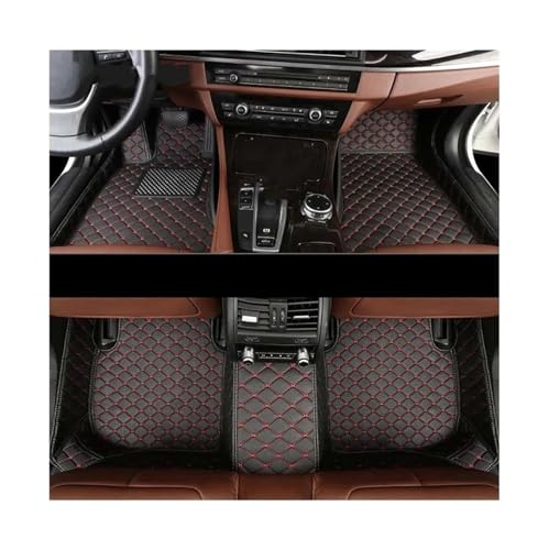 Tapis voiture pour Hyundai Santa Fe 2000-2005 revêtement élégant noir surpiqûre rouge