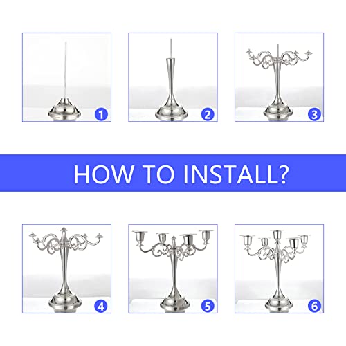 Candle Holder 5-Arms Metal Candle Stand for Taper Candles, Vintage Candelabra Decorative Candlestick Holder for Wedding Candlelight Dinner Party Tabletops Home Decoration (Silver) - Cosy Home Interiors Candle Holder 5-Arms Metal Candle Stand for Taper Candles, Vintage Candelabra Decorative Candlestick Holder for Wedding Candlelight Dinner Party Tabletops Home Decoration (Silver) - Image 4