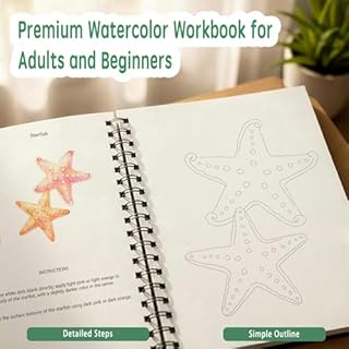 SLWBZ Watercolor Workbooks Coloring Book, Beginner Friendly Painting Kit, Detailed Steps, Creative Exploration Watercolor Book with Paint Set for Adults Teens (Seaside, with Paint)