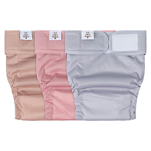 Image of CuteBone Washable Dog Diapers Female No Tail Hole 3 Pack Reusable Doggie Period Training Pants for Docked-Tail Frenchie French Bulldog Boston Terrier Without Tail WWD07M