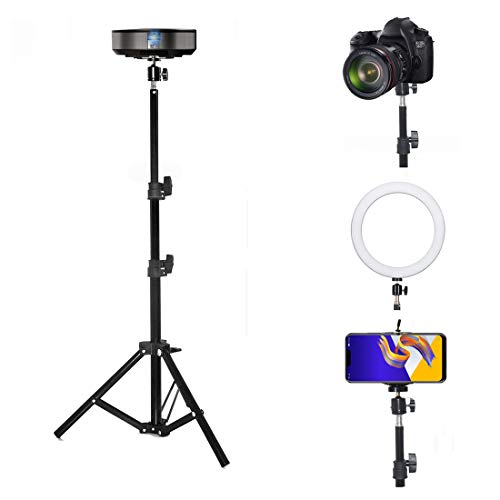 Projektor-Stativ, tragbar, höhenverstellbar, 45,7 cm bis 99,1 cm, 360° schwenkbarer Kugelkopf, Bodenständer für kleine Kamera, Webcam,