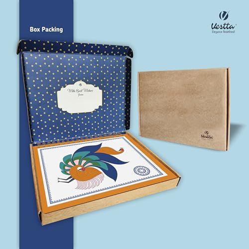 Image of VESTTA -ELEGANCE REDEFINED, B5, Hard Bound Notebook Diary, 7(L) X 9.75 (H) Inches, Gold Wiro Binding, Undated, 90 GSM paper, 192 Ruled Pages (Madhubani Folk Art Series 4)