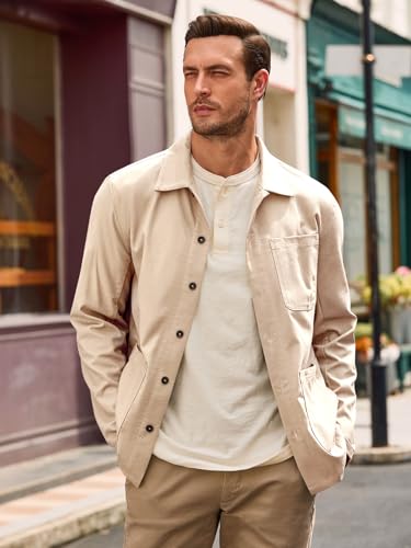 Runcati Mens Linen Shirt Jacket Button Down Long Sleeve Shacket Casual Cotton Casual Lightweight Jacket2