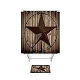 Vandarllin Western Texas Star Bathroom Set Shower Curtain with Bath Mats Rugs