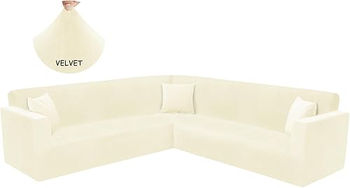 Miniatura 1 de HDCAXKJ Fundas de terciopelo de lujo para sofá modular en forma de L, funda elástica suave y gruesa en forma de U, juego de fundas de sofá para sala