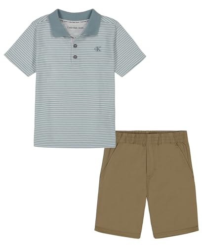Image of Calvin Klein Boys' 2-piece Short Sleeve Polo Shirt and Shorts Set