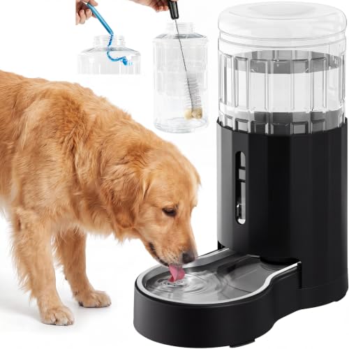 CZPET Dog Water Bowl Dispenser 8L, Wider Mouth Gravity Refilling (Black)