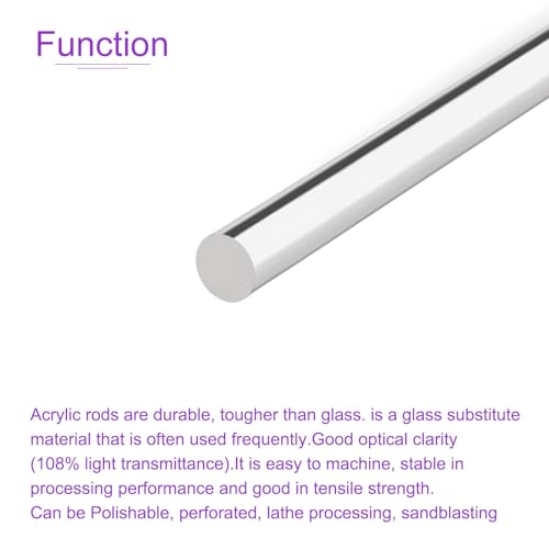 Image of DMiotech 2 Pack 5 /16 Inch x 10inch Acrylic Round Rod Solid Plastic PMMA Bar Stick for DIY Crafts Clear
