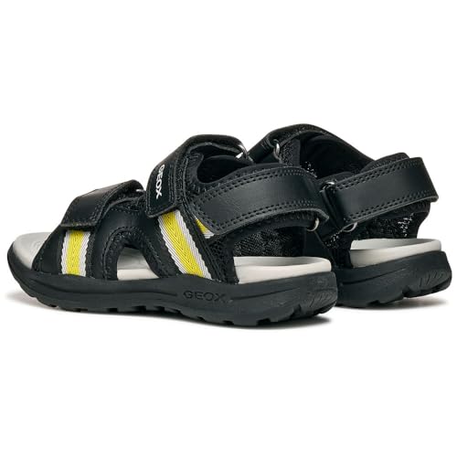 Geox J Vaniett Boy B Sandales, Noir/Jaune, 24 EU